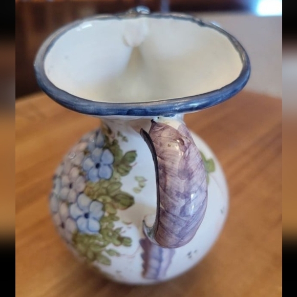 Sevilla 5" Floral Pitcher Handpaint in Spain Bright Floral Signed JMG - Picture 2 of 6